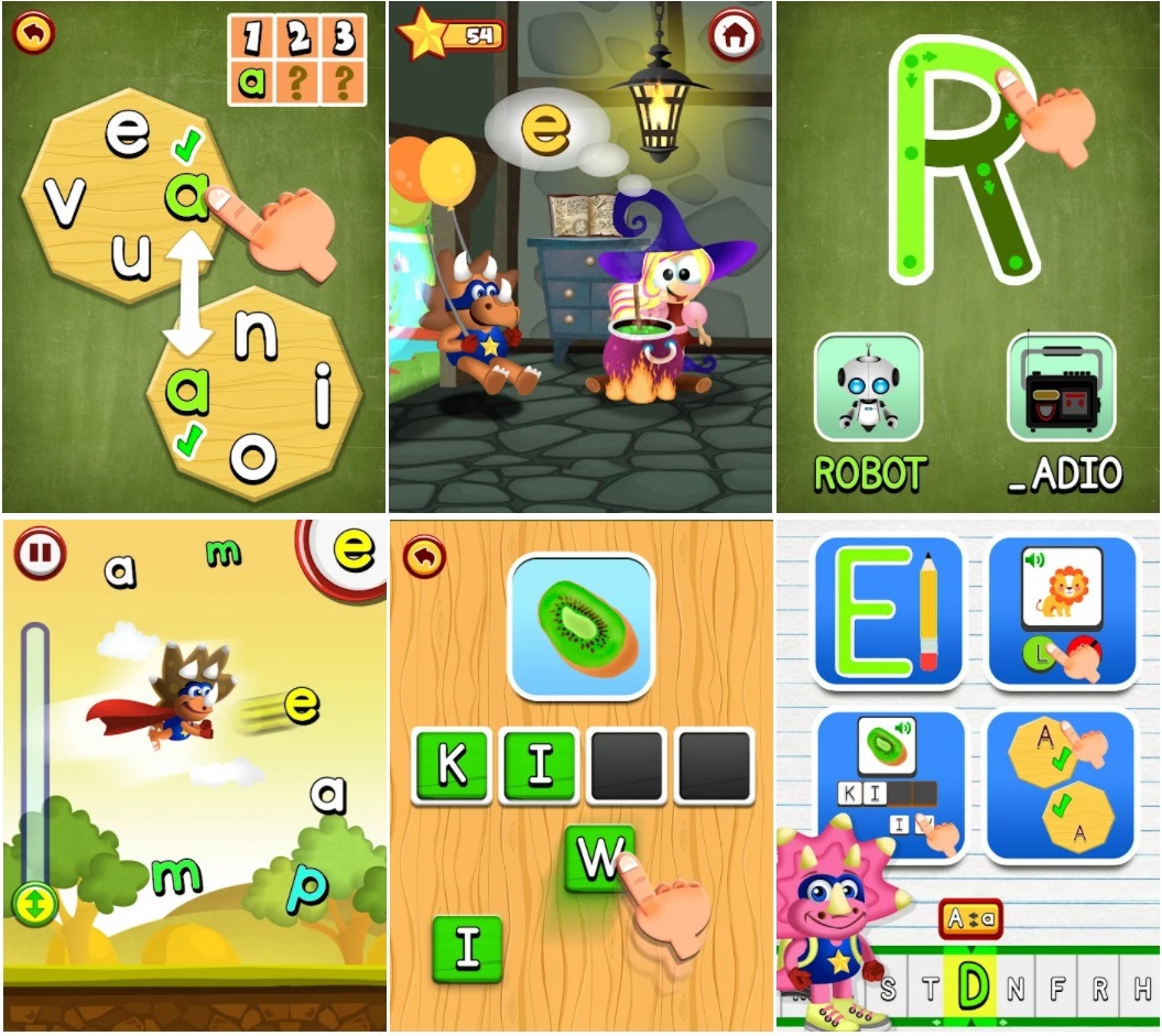 simple letter and word game are the feature of ABC dinos Games