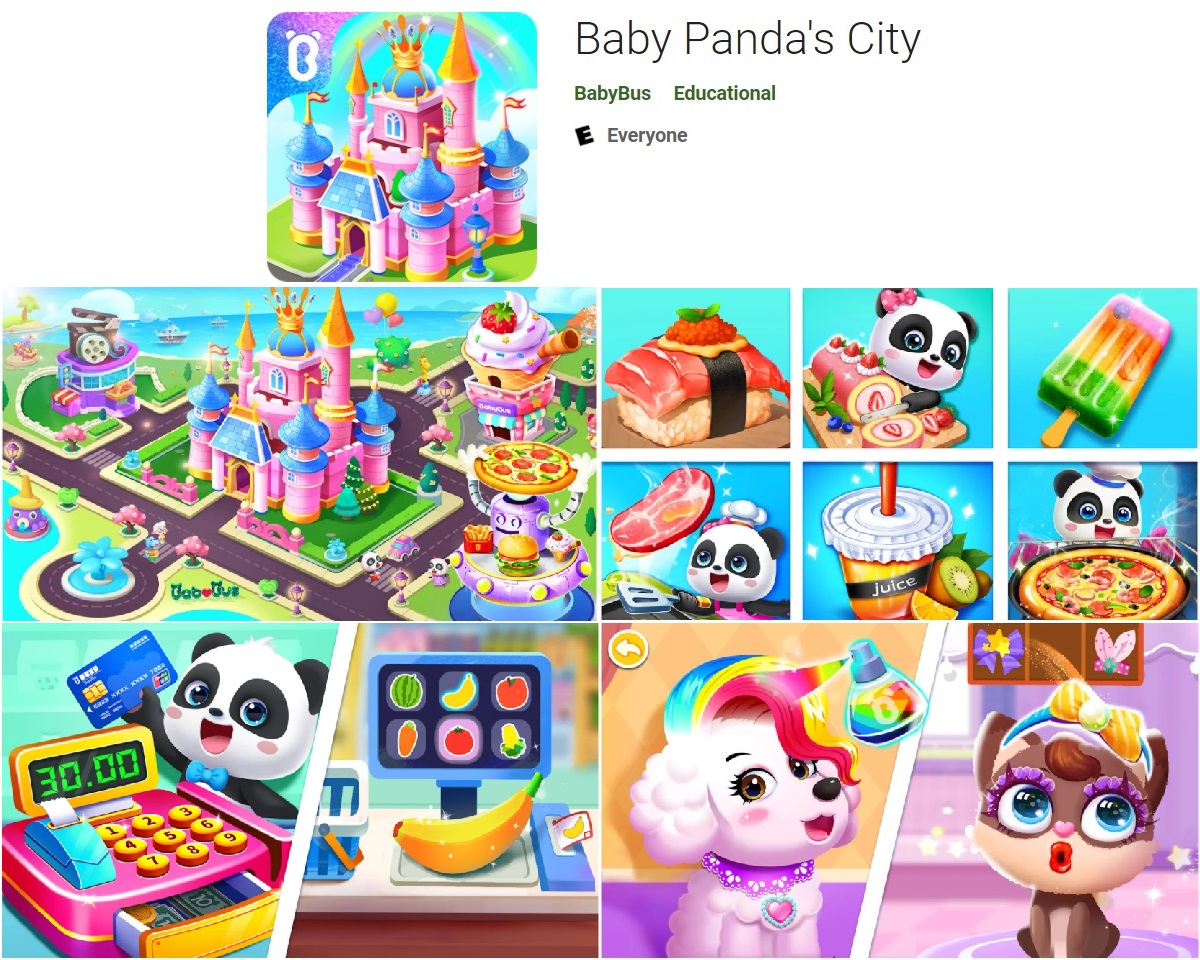 Baby panda's City is a one-for-all package with animation educational role-playing games