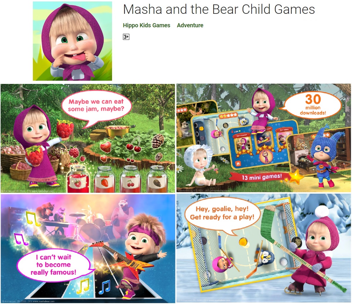 Masha and the bear is on of Hippo Kids Games for entertaining kid ages 2-8 years old