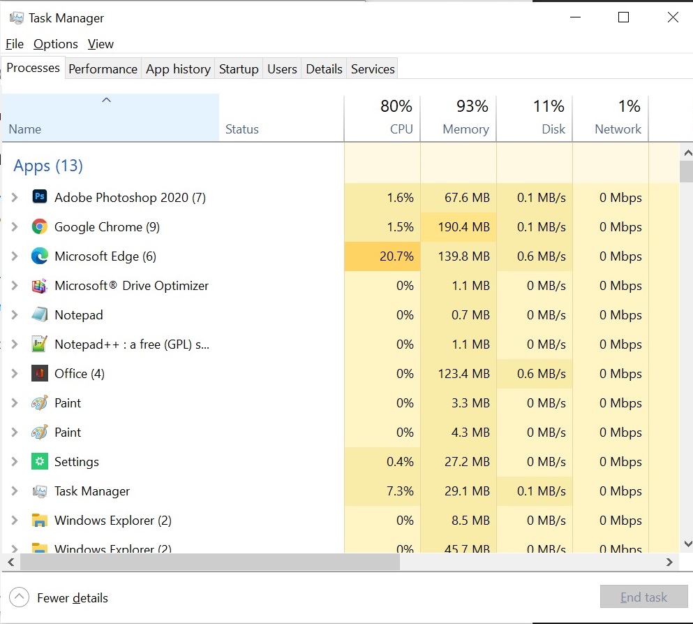 by launching task manager, you can observe resource and close the unnecessary program