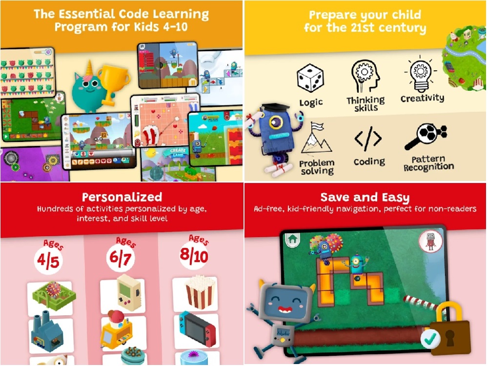 Code Land can be personalized depend of age and have a good interface to entertain kids playing this games