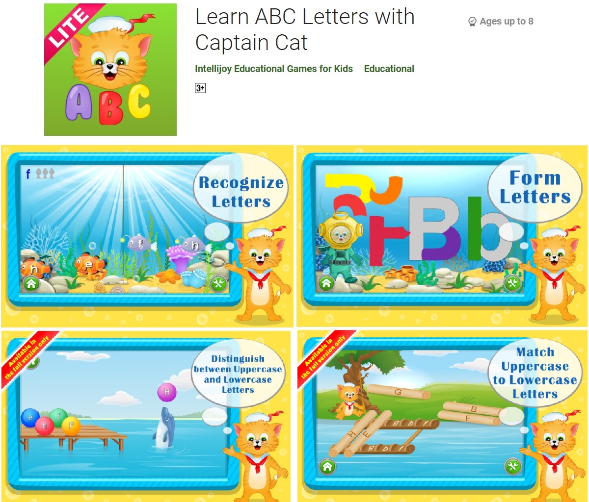 Learn ABC Lite is one of Intellijoy Educational Games to teach kids about letter and how to pronounce it