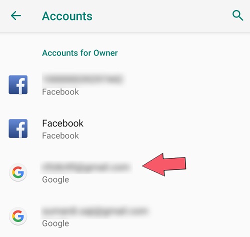 select Google account 