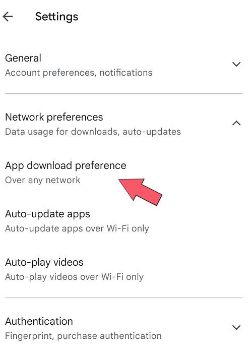 click on app download preference to select prioritize connection