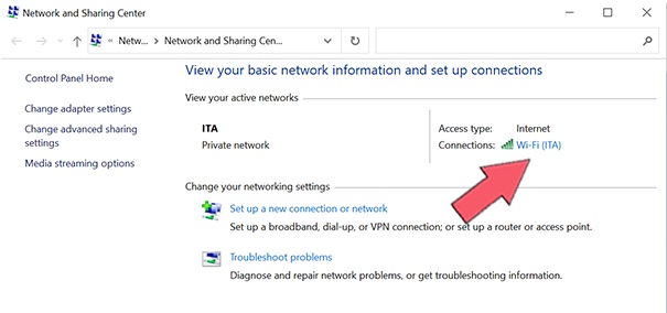 click on Wi-Fi with signal icon to open Wi-Fi status