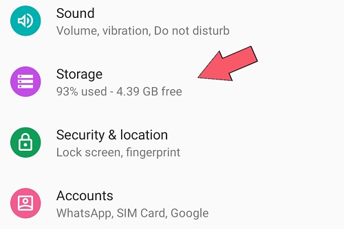 click on storage to check total usage storage on the phone