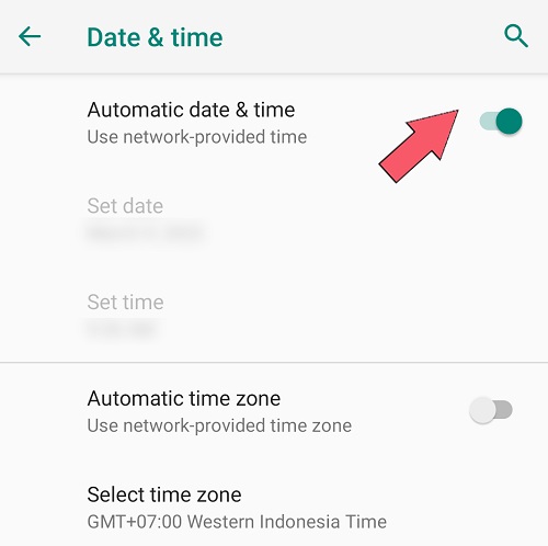 toggle the button next to automatic date & time to fix the problem