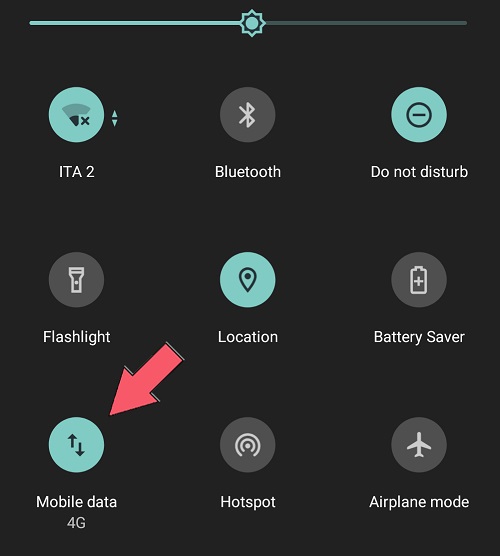 toggle mobile data to activate mobile data connection