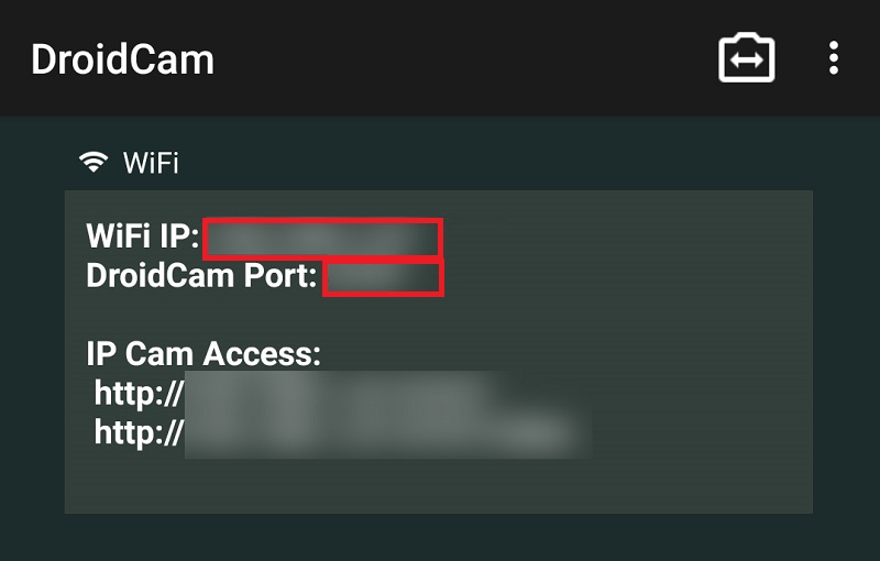 Check Wi-Fi IP and DroidCam Port