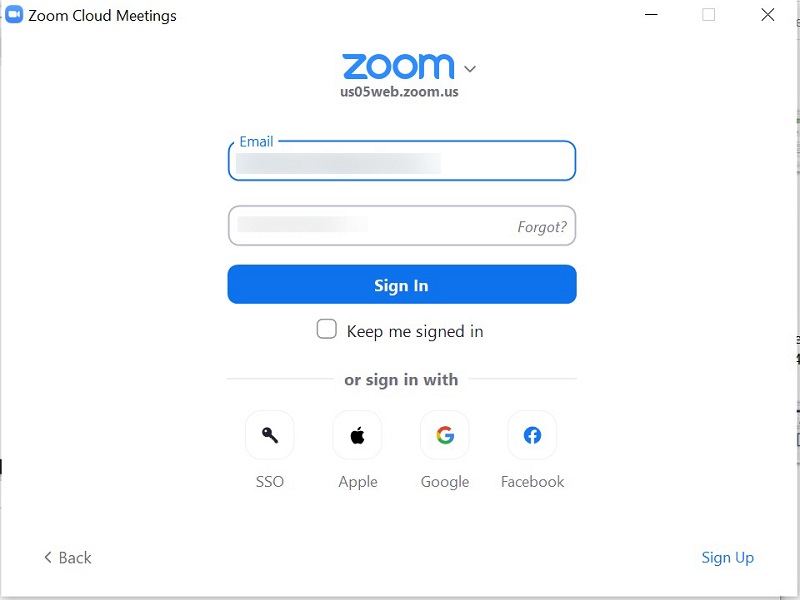 launch and sign in to Zoom Apps