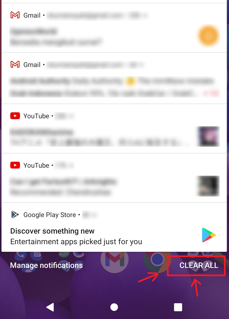 clear all button to clean the notification