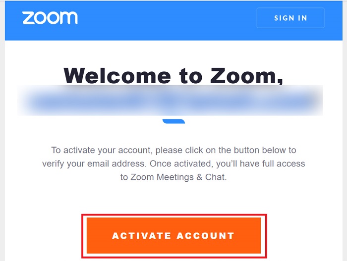 Click on activate Zoom account