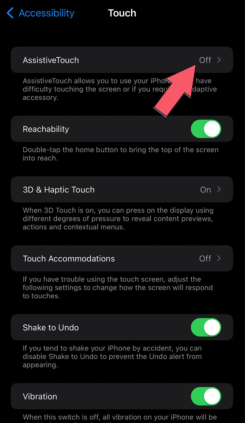 tap the AssistiveTouch Panel