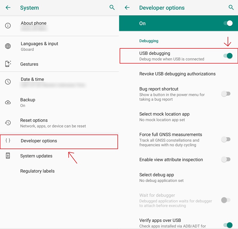 how to enable USB debugging mode