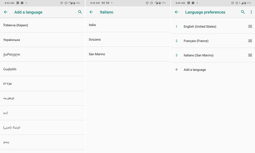 Android has many language collections