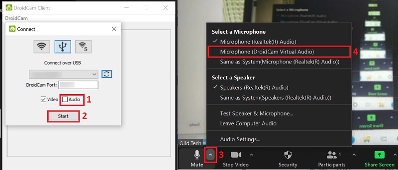 setting the audio control for both speaker and microphone