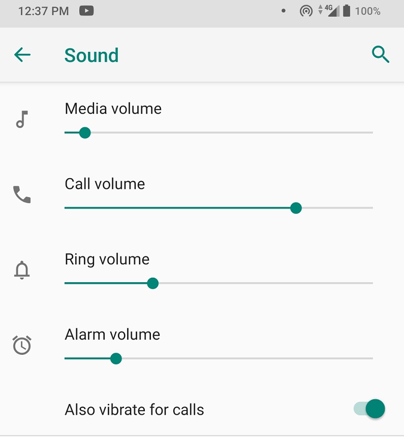4 main sound control on Android