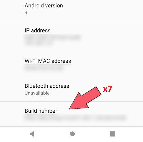 tap build number until new panel appear