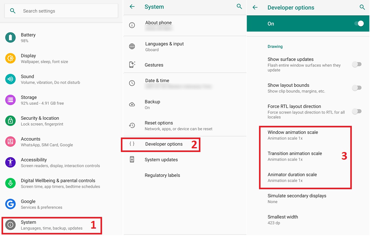 adjust the animation speed that affect to the phone performance