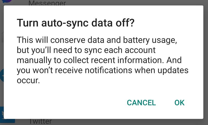 disable auto-sync data for preserve the battery 
