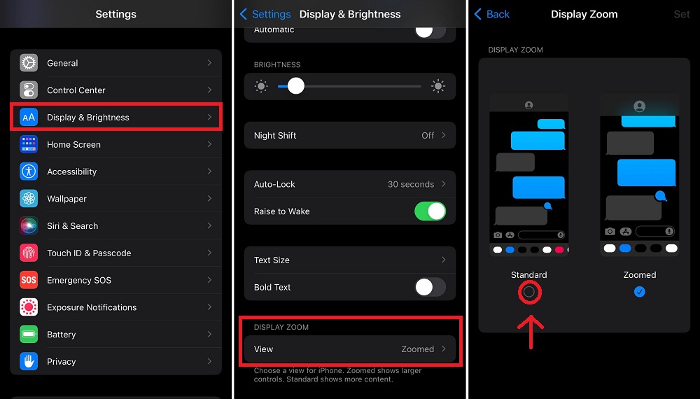 Step by step how to activate display zoom