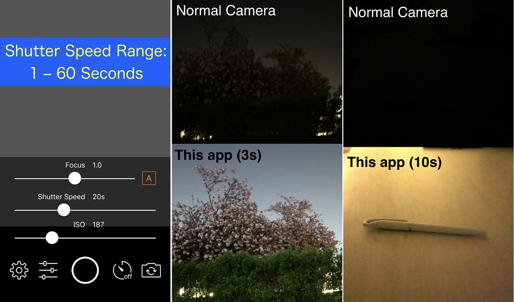 Easy Long Exposure Camera is a simple free camera app with controllable exposure feature 