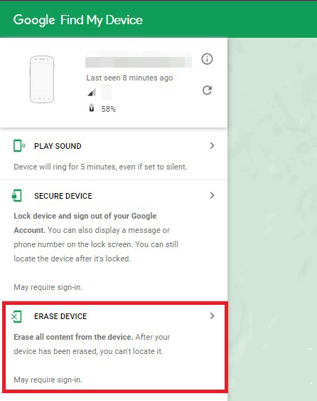 wipe out your data by erase device feature