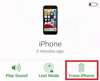 erase your data remotely by clicking erase iPhone
