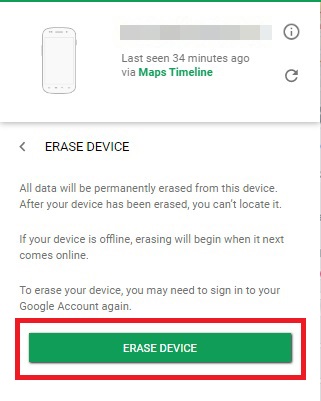 completely erase data by clicking erase device on find my device feature