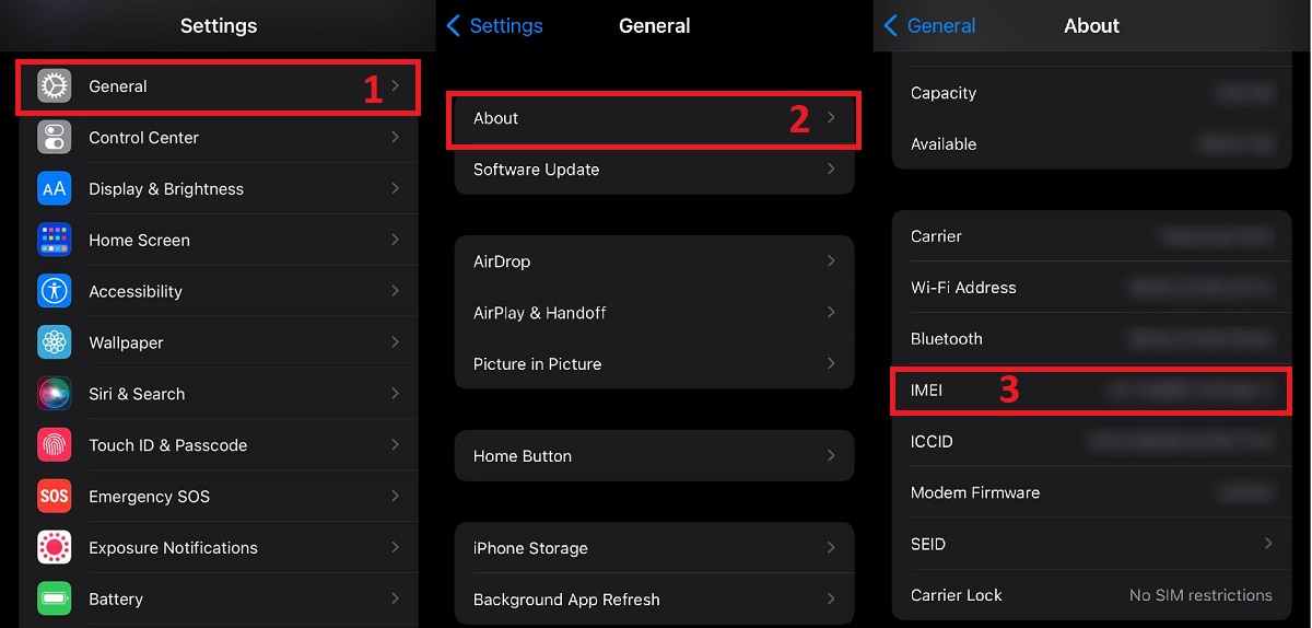 step by step check IMEI number on iPhone