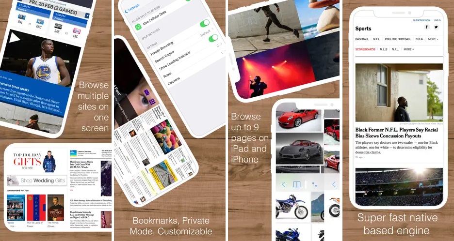 enjoy split screen on iPhone by Split web browser app