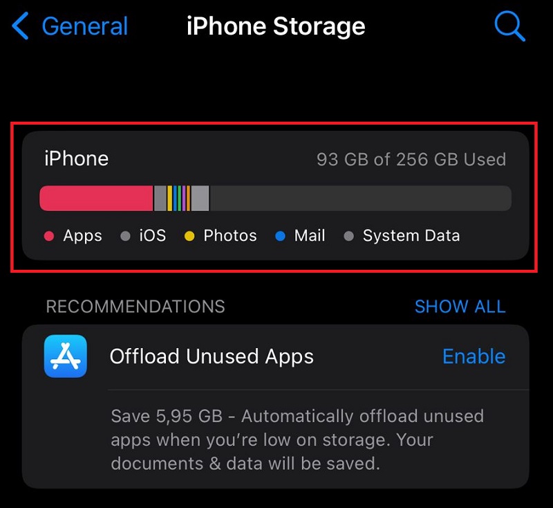 check storage on iPhone before make time-lapse